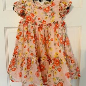 Christian Siriano Infant Dress with Pink and Orange Floral Design Easter Spring